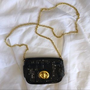 Women’s Black Sequined Crossbody Evening Bag